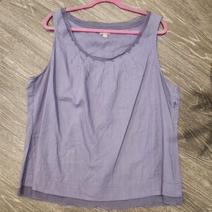 J. Jill Linen Purple Round Neck Pleated Sleeveless Blouse Size XL New Condition